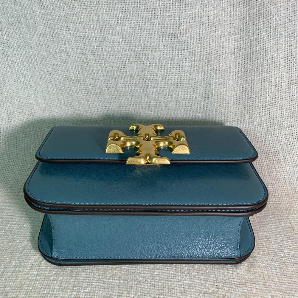 Tory Burch Eleanor Brisk Blue Textured Eleanor Small Convertible Shoulder Bag - Picture 7 of 16